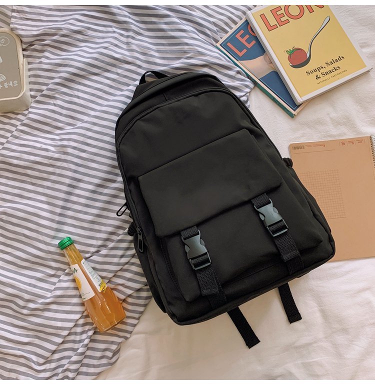 Backpack All-match Multi-layer Solid Color School Bag