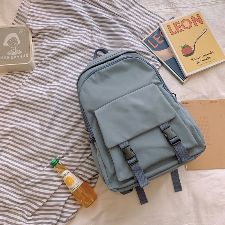 Backpack All-match Multi-layer Solid Color School Bag