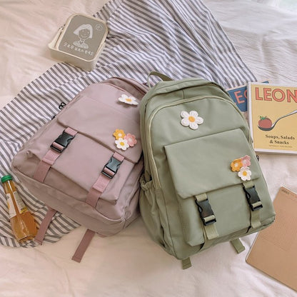 Backpack All-match Multi-layer Solid Color School Bag