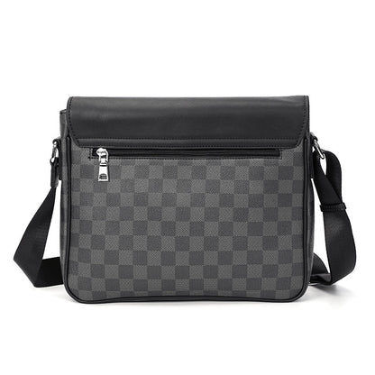 Men S Leather Shoulder Plaid Bag