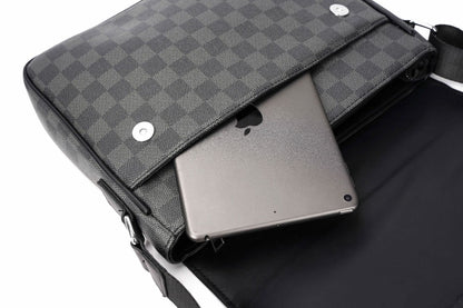 Men S Leather Shoulder Plaid Bag