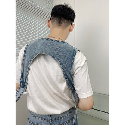 Denim Asymmetric Commuter Vest