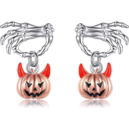 Simple Fashion Halloween Ghost Hand Pumpkin Head Stud Earrings