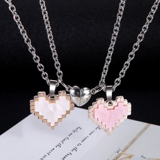 2pcs Magnetic Heart-shaped Mosaic Necklace