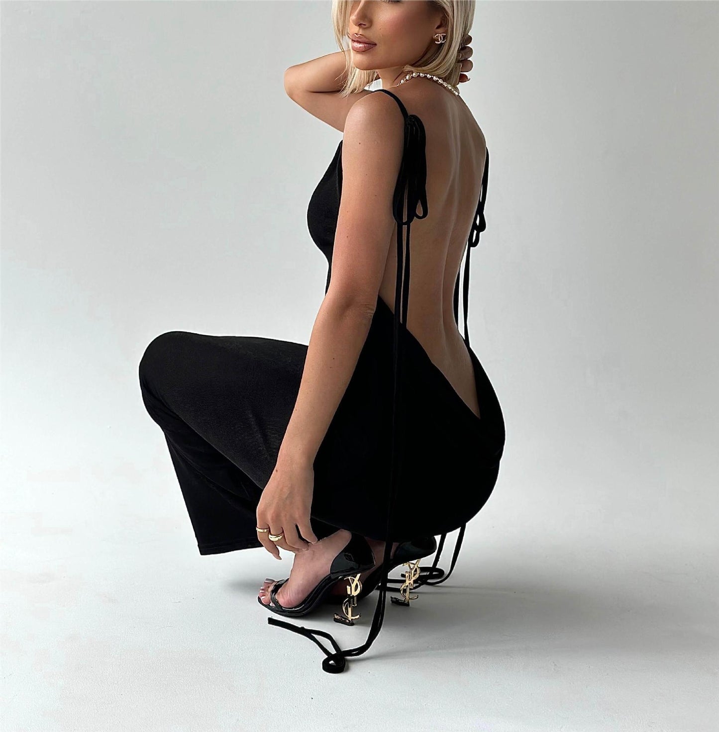 Sexy Slim Backless Camisole Gown