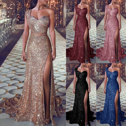 One-shoulder Sleeveless Bronze dress