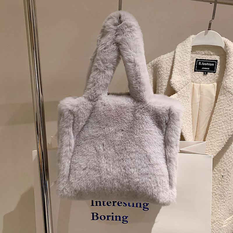Women's Plush Simple Portable Tote Bag