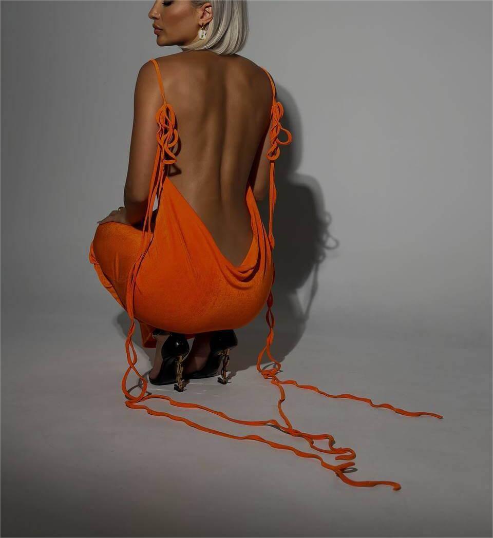 Sexy Slim Backless Camisole Gown