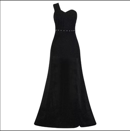 One-shoulder Sleeveless Bronze dress