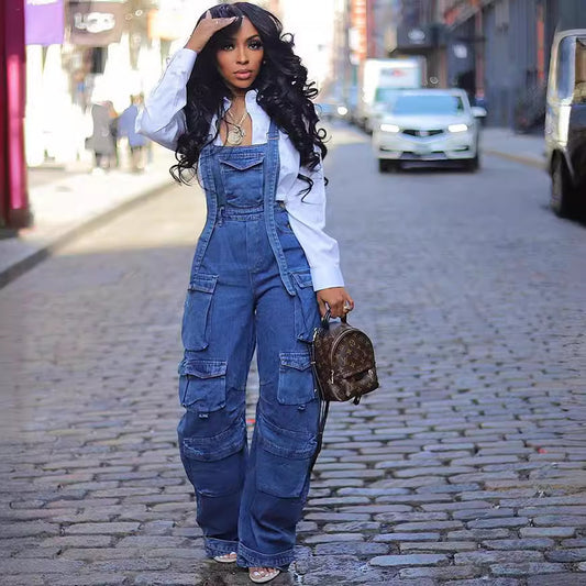 Women's Loose Denim Jumpsuit