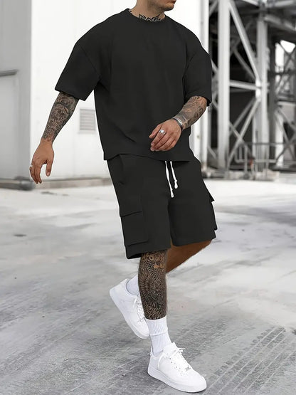 Short Sleeve T-Shirt & Drawstring Shorts 2-piece Set