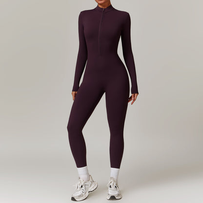 Zipper Long-sleeved Jumpsuit