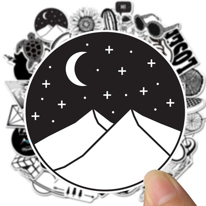 50 Waterproof Black And White Graffiti Stickers