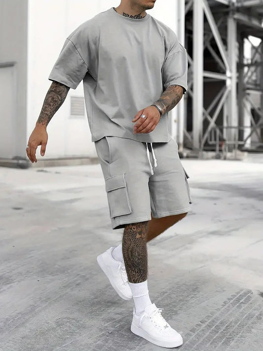 Short Sleeve T-Shirt & Drawstring Shorts 2-piece Set