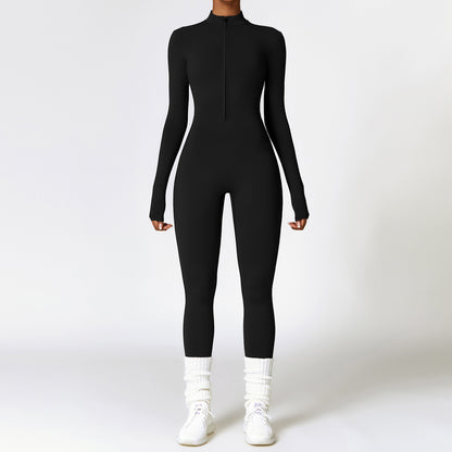 Zipper Long-sleeved Jumpsuit