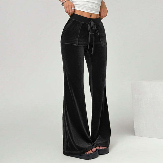 Velvet Casual Wide Leg Trousers