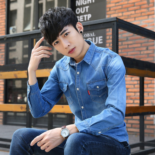 New men's denim shirtM