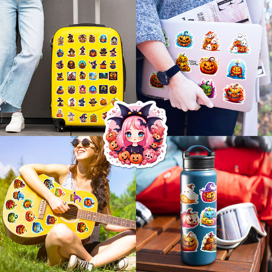 300 Cartoon Pumpkin Witch Cute Ghost Graffiti Stickers Halloween Holiday Decoration Stickers DIY Refrigerator Mobile Phone