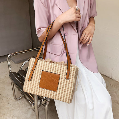 Fake Stripe Tote Shoulder Bag