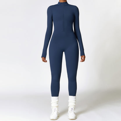 Zipper Long-sleeved Jumpsuit