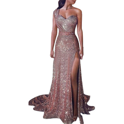 One-shoulder Sleeveless Bronze dress