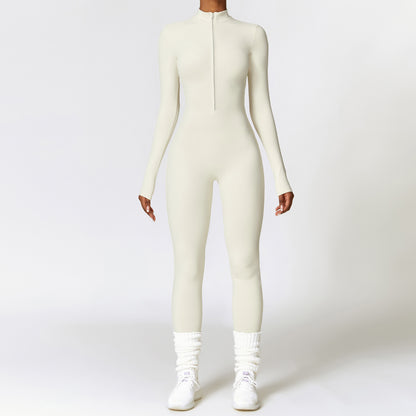 Zipper Long-sleeved Jumpsuit