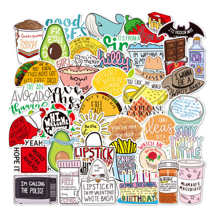 50 Sheets Of Graffiti Paper Waterproof Luggage Notebook Scooter Car Motorcycle Water Cup Refrigerator Stickers