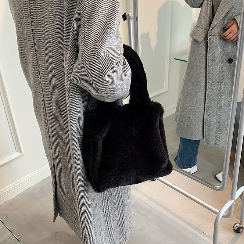 Women's Plush Simple Portable Tote Bag