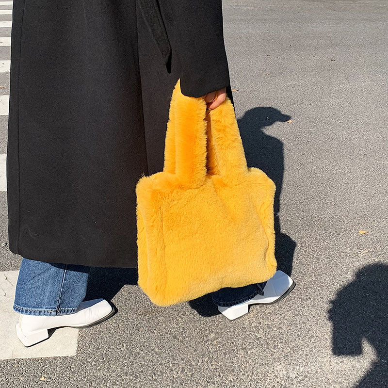 Women's Plush Simple Portable Tote Bag