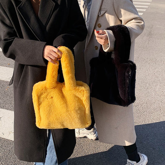 Women's Plush Simple Portable Tote Bag