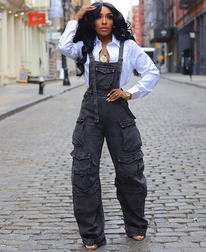 Women's Loose Denim Jumpsuit